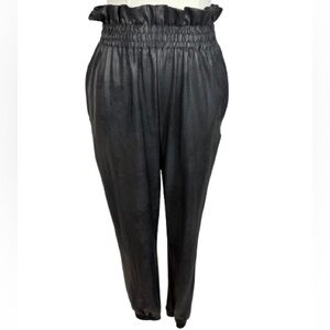 Gianni Bini Black Faux Leather Jogger Pants Size XS